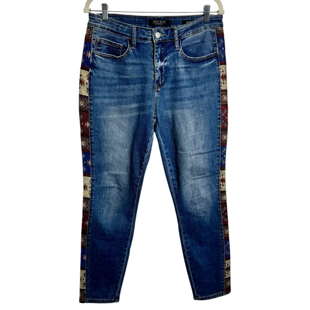 Judy Blue Jeans Women 30 Relaxed Skinny Distressed Southwestern Navajo Aztec